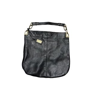 Badgley Mischka black  leather shoulder bag  hobo chain strap gold hardw…